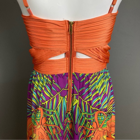 2B Bebe cutout dress resort long banded orange purple colorful medium - Picture 4 of 9